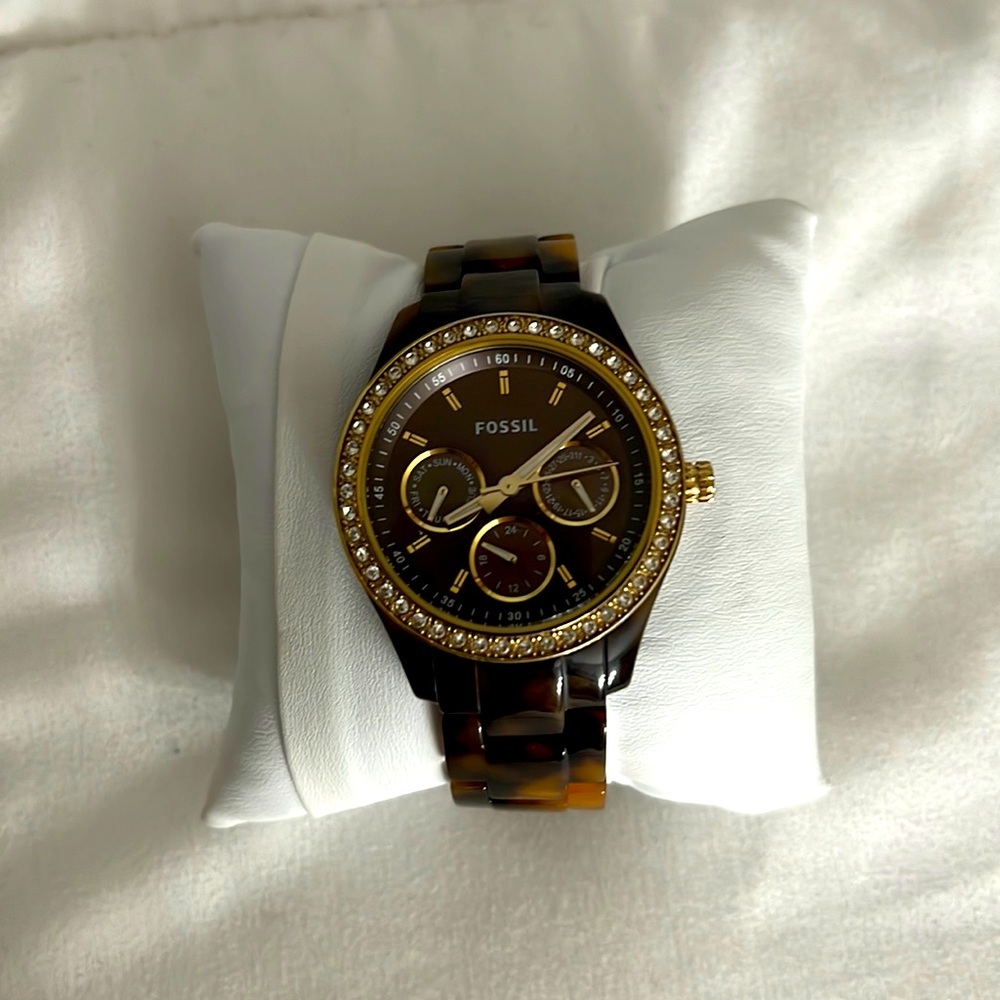 Fossil Stella Multifunction 4 Dial Tortoise Shell… - image 1